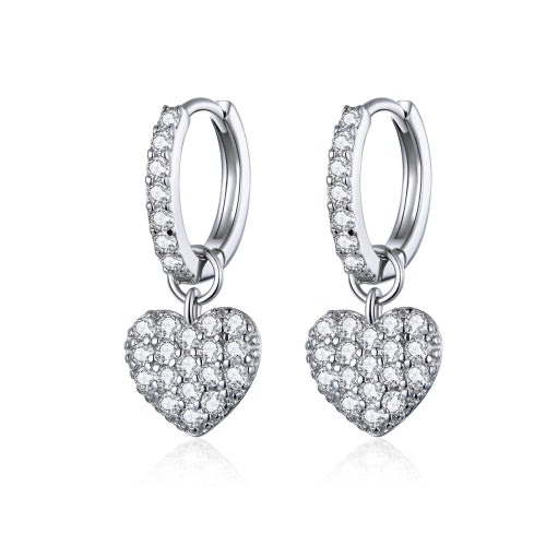 Heart-shaped Earrings Zircon Earrings Sterling Silver S925 Stud Earrings