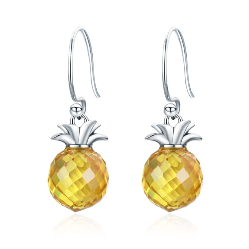 S925 Sterling Silver Female Earrings Simple Pineapple Earrings Inlaid Zircon Earrings