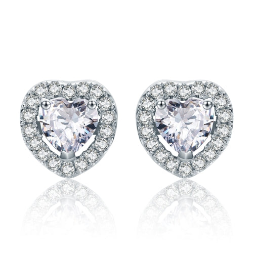 S925 Sterling Silver Earrings Heart-shaped Diamond Earrings