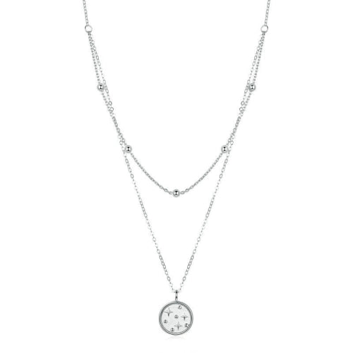 S925 Sterling Silver Platinum Plated Necklace Double Layer Small Star Light Silver Necklace