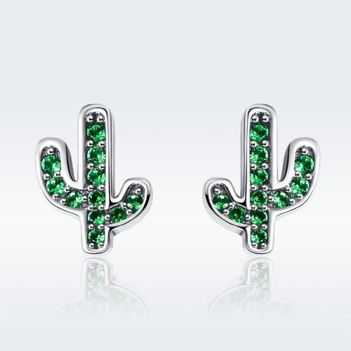 Personality Fresh Cactus S925 Sterling Silver Female Earrings