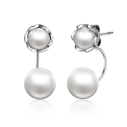 S925 Double Side Sterling Silver Bead Earring