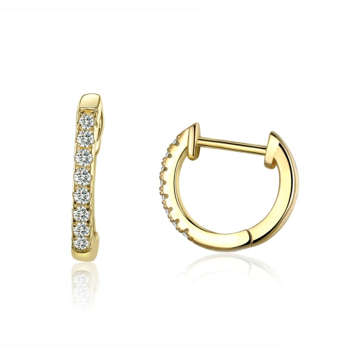 S925 Sterling Silver Circle Earrings Zircon Earrings, Color:Gold