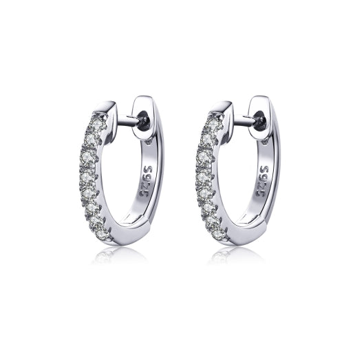 S925 Sterling Silver Circle Earrings Zircon Earrings, Color:White