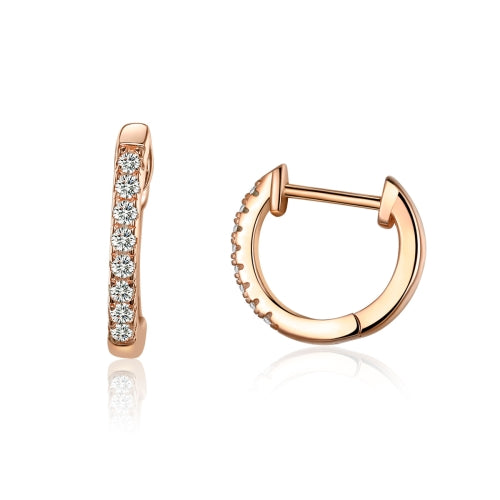 S925 Sterling Silver Circle Earrings Zircon Earrings, Color:Rose Gold