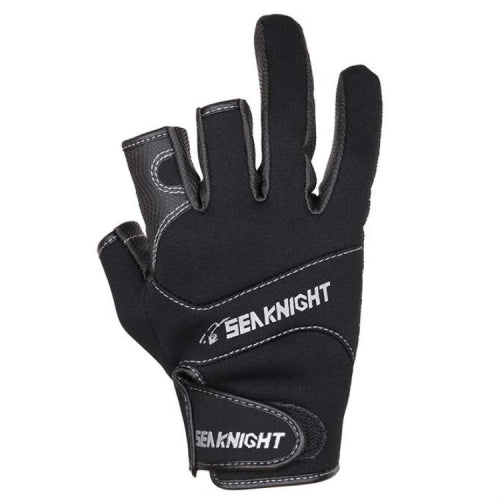 SeaKnight SK03 Fishing Gloves Waterproof Breathable Lure Anti-skid Wear-resistant Fishing Equipment, Size:L (Black)