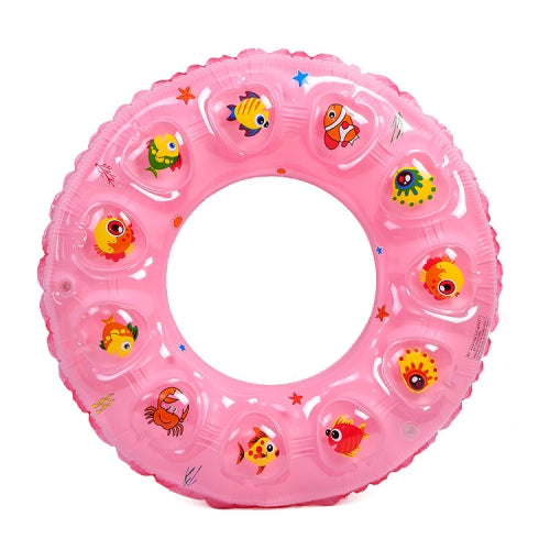 10 PCS Cartoon Pattern Double Airbag Thickened Inflatable Swimming Ring Crystal Swimming Ring, Size:60 cm(Pink)