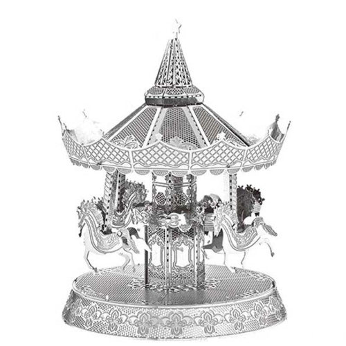 3 PCS 3D Metal Assembly Model World Building DIY Puzzle Toy, Style:Playground Carousel