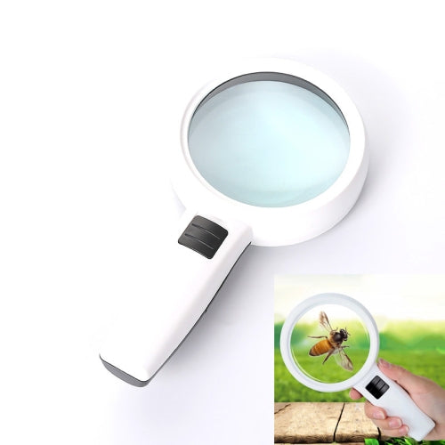 Handheld High-definition Lens with LED Light Reading and Maintenance Magnifying Glass for the Elderly, Style:95mm 10 Times