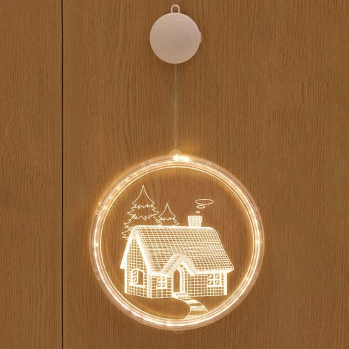 Christmas Decoration Light LED Holiday 3D Hanging Lamp, Power:Battery(house)