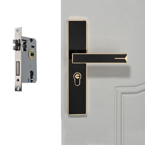 Mute Strong Magnetic Aluminum Alloy Interior Door Lock Door Bedroom Hardware Handle Lock, Color:Black Gold Large 50 Lock Body