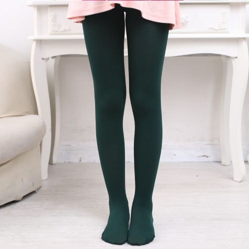 Spring Summer Autumn Solid Color Pantyhose Ballet Dance Tights for Kids, Size:M (Dark Green)