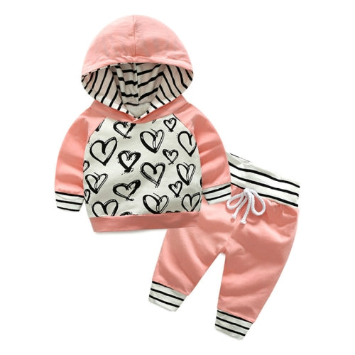 Boys and Girls Sweater Suits Printed Love Children Cotton Hoodies, Size:70cm(As Show)