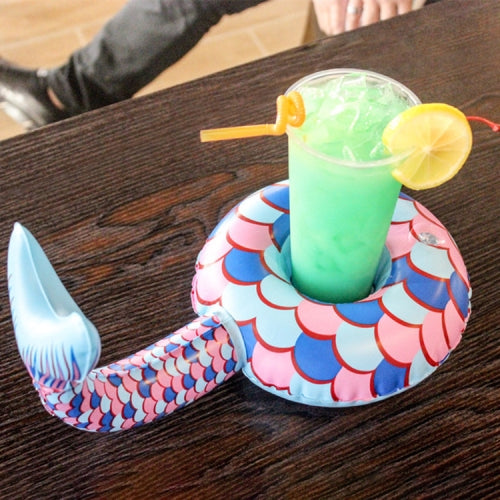 2 PCS Mermaid Shape Thickened Beach Coaster Water Inflatable Cup Holder, Random Color Delivery