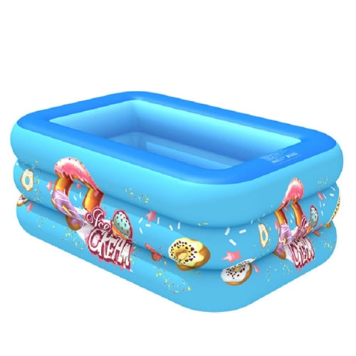 Household Indoor and Outdoor Ice Cream Pattern Children Square Inflatable Swimming Pool, Size:150 x 110 x 50cm, Color:Blue