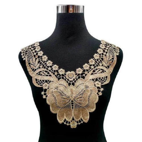 Brown Lace Butterfly Flower Embroidery Collar Flower Three-dimensional Hollow Fake Collar DIY Clothing Accessories, Size: 36 x 30cm