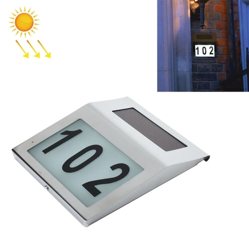 2 LEDs Outdoor Waterproof Solar Stainless Steel Wall Mounted House Number Light Indicator