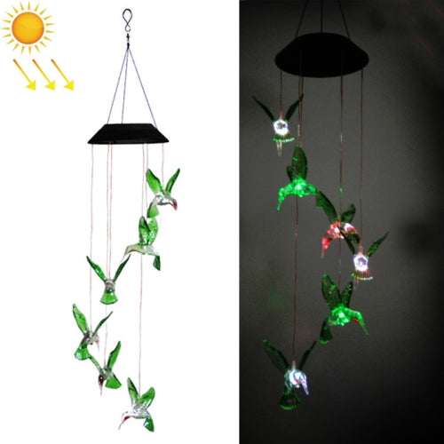 Outdoor Solar Wind Chime Lamp Courtyard Garden Decoration Led Landscape Lamp Ornaments, Style:Color Hummingbird