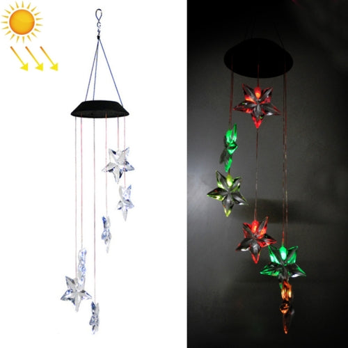 Outdoor Solar Wind Chime Lamp Courtyard Garden Decoration Led Landscape Lamp Ornaments, Style:Pentagram