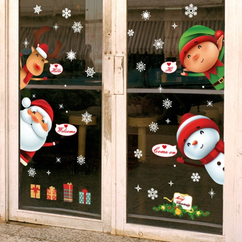 6 PCS Christmas Door And Window Decorations Shop Window Glass Scene Layout Snowflake Stickers