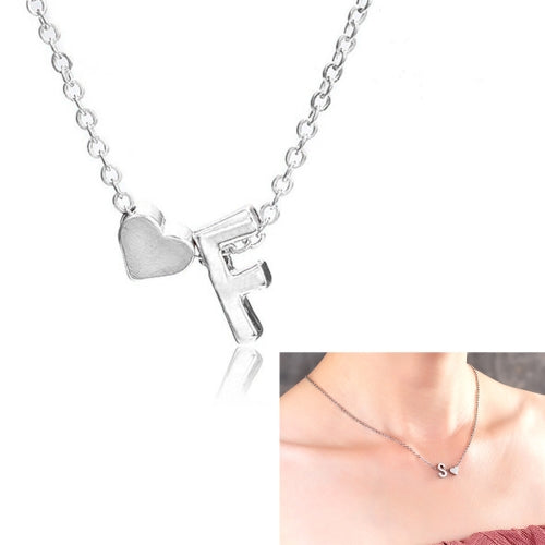 Fashion Tiny Dainty Heart Initial Necklace Personalized Letter F Name Necklace(Silver)