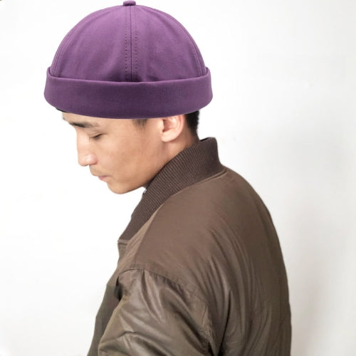 A36 Cartoon Coconut Tree Pattern Retro Hip Hop Without Eaves Sailor Hat Landlord Hat Skullcap, Size:One Size(Purple)