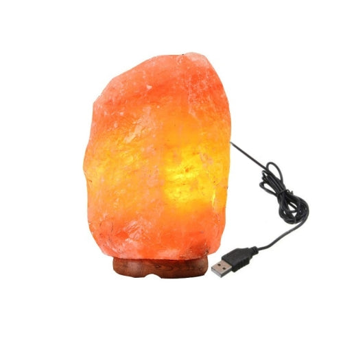 USB Power Himalayan Crystal Rock Salt Desk Lamp Night Light With Wood Base & E14 Bulb & Switch, Size:2-3kg(Warm Light)