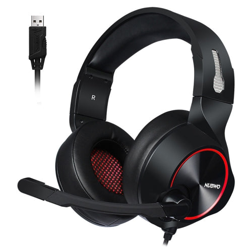 NUBWO N11 Gaming Subwoofer Headphone with Mic, Style:Single USB(Black and Red )