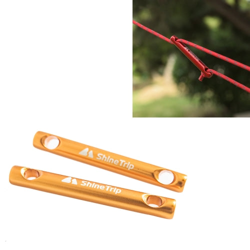 ShineTrip Outdoor Aluminum Rod Buckle Camping Tent Canopy Wind Rope Aluminum Alloy Double Eye Stick Wind Rope Buckle, Colour: Golden