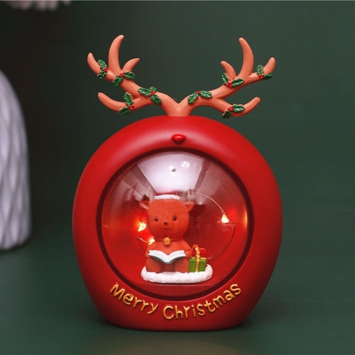 Resin Cartoon Christmas Holiday Decoration Atmosphere Light Children Gifts, Style:Red Fawn Antlers