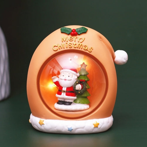 Resin Cartoon Christmas Holiday Decoration Atmosphere Light Children Gifts, Style:Yellow Santa Claus Hat