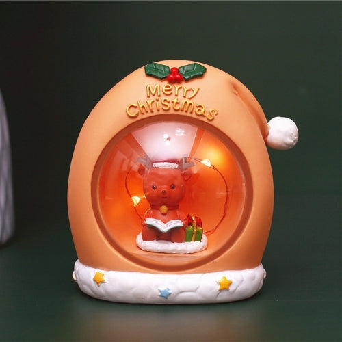 Resin Cartoon Christmas Holiday Decoration Atmosphere Light Children Gifts, Style:Yellow Fawn Hat