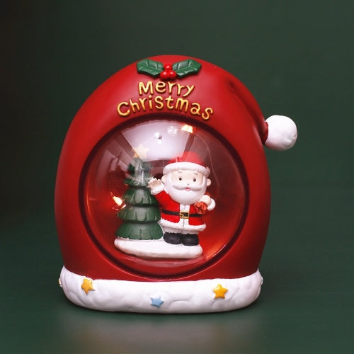 Resin Cartoon Christmas Holiday Decoration Atmosphere Light Children Gifts, Style:Red Santa Claus Hat