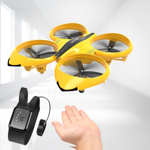 Watch Remote Control Four-Axis Toy Gesture Induction Floating Aircraft(Yellow)