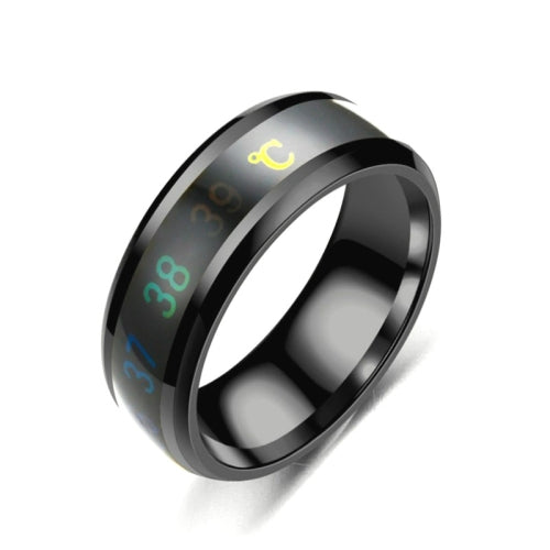 6 PCS Smart Temperature Ring Stainless Steel Personalized Temperature Display Couple Ring, Size: 10(Black)