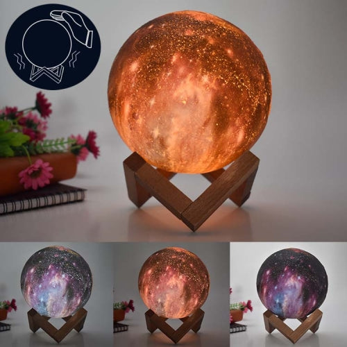 1W 3D Moon Lamp Children Gift Table Lamp Painted Starry Sky LED Night Light, Light color: 8cm Pat Control 3-colors