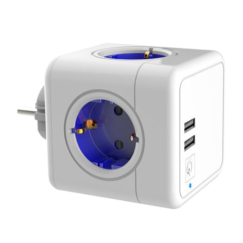 Creative Power Cube Socket Conversion Socket, EU Plug In-line Blue+U+ Switch