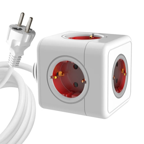 Creative Power Cube Socket Conversion Socket, EU Plug 1.5m Red