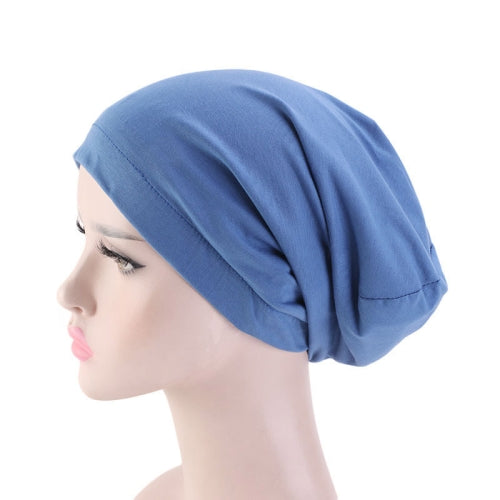 3 PCS TJM-423 Cotton Skullcap Double-Layer Chemotherapy Hat Confinement Hat Turban(Denim Blue)