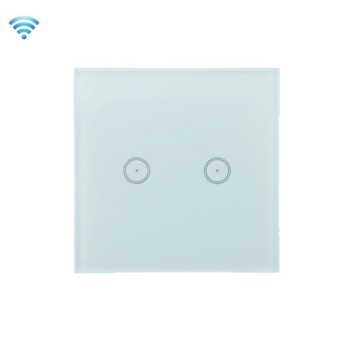 Wifi Wall Touch Panel Switch Voice Control Mobile Phone Remote Control, Model: White 2 Gang (Single Firewire Zigbee )