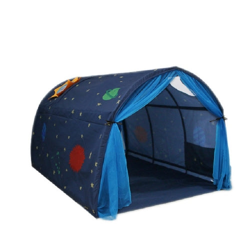 Children Home Bed Crawl Tunnel Game House Tent, Style:Blue with Mosquito Net