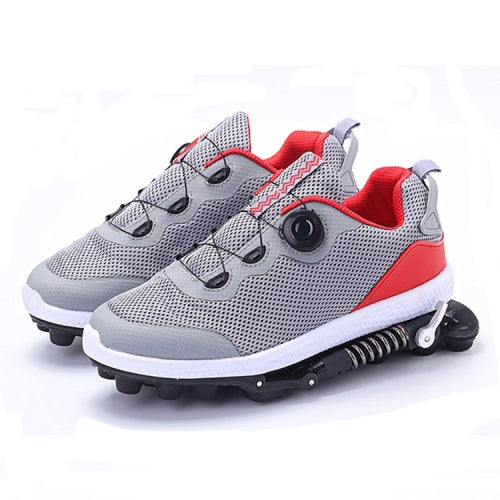 Mechanical Run-up Spring Shoes Outdoor Sports Shock Absorption Anti-Slip Running Shoes, Size: 42(Gray Red)