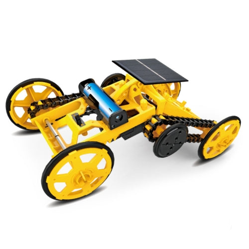 DIY Solar Assembly Engineering Four-Wheel Drive Toy Children Science Education Puzzle Model(Yellow)