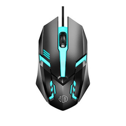 Inphic PB6 Household Macro Programming Metal Bottom Board Luminous Gaming Mouse, Cable Length: 1.5m, Colour: Black 3 Keys Mute Version