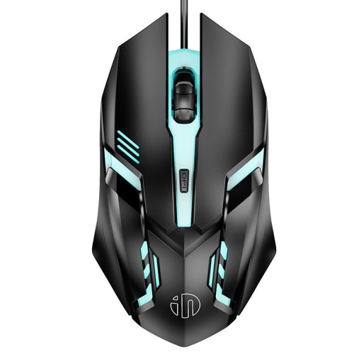 Inphic PB6 Household Macro Programming Metal Bottom Board Luminous Gaming Mouse, Cable Length: 1.5m, Colour: Black 6 Keys Gaming Silent Version