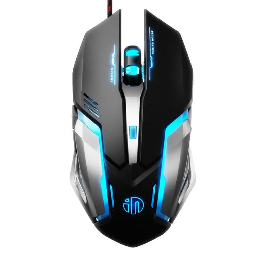 Inphic PB6 Household Macro Programming Metal Bottom Board Luminous Gaming Mouse, Cable Length: 1.5m, Colour: Black 6 Keys Metal Chassis