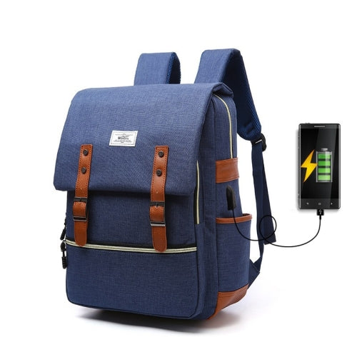 203 Outdoor Travel Shoulders Bag Computer Backpack with External USB Charging Port(Blue)