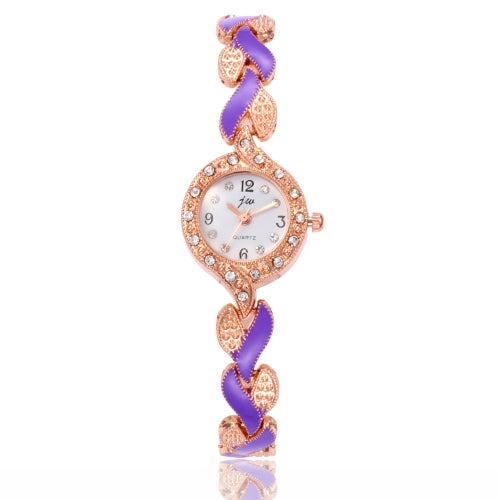 Creative Ladies Leaf Bracelet Quartz Wrist Watch(Purple)