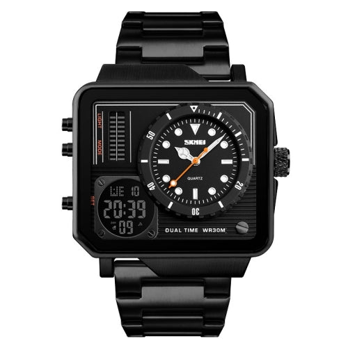 SKMEI 1392 Multi-Function Outdoor Sports Watch Business Double Display Waterproof Electronic Watch(Black)