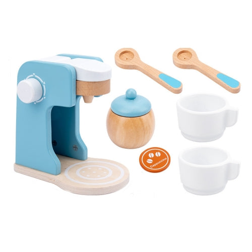 Children Simulation Kitchen Set Baby Wooden Food Cutting Pretend Play Toy Coffee Machine